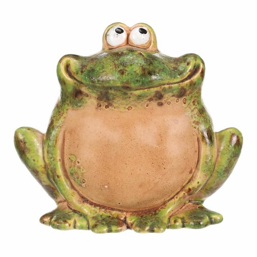 Ceramiczna dekoracja ogrodowa Urocza żaba, 13 x 10x 12 cm