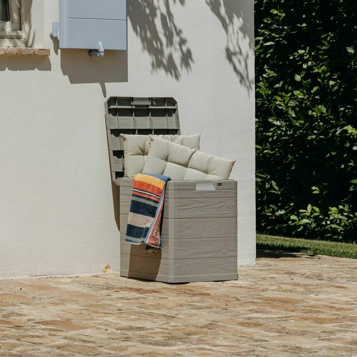 Úložný box na podušky Woody sivá, 90 l