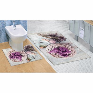 Bellatex Komplet kopalni predpražniki Lavanda 3D,60 x 100 cm, 60 x 50 cm