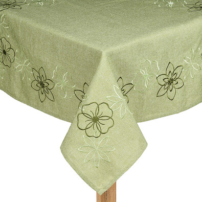 Haftowany obrus  Kwiaty na zielono, 85 x 85 cm