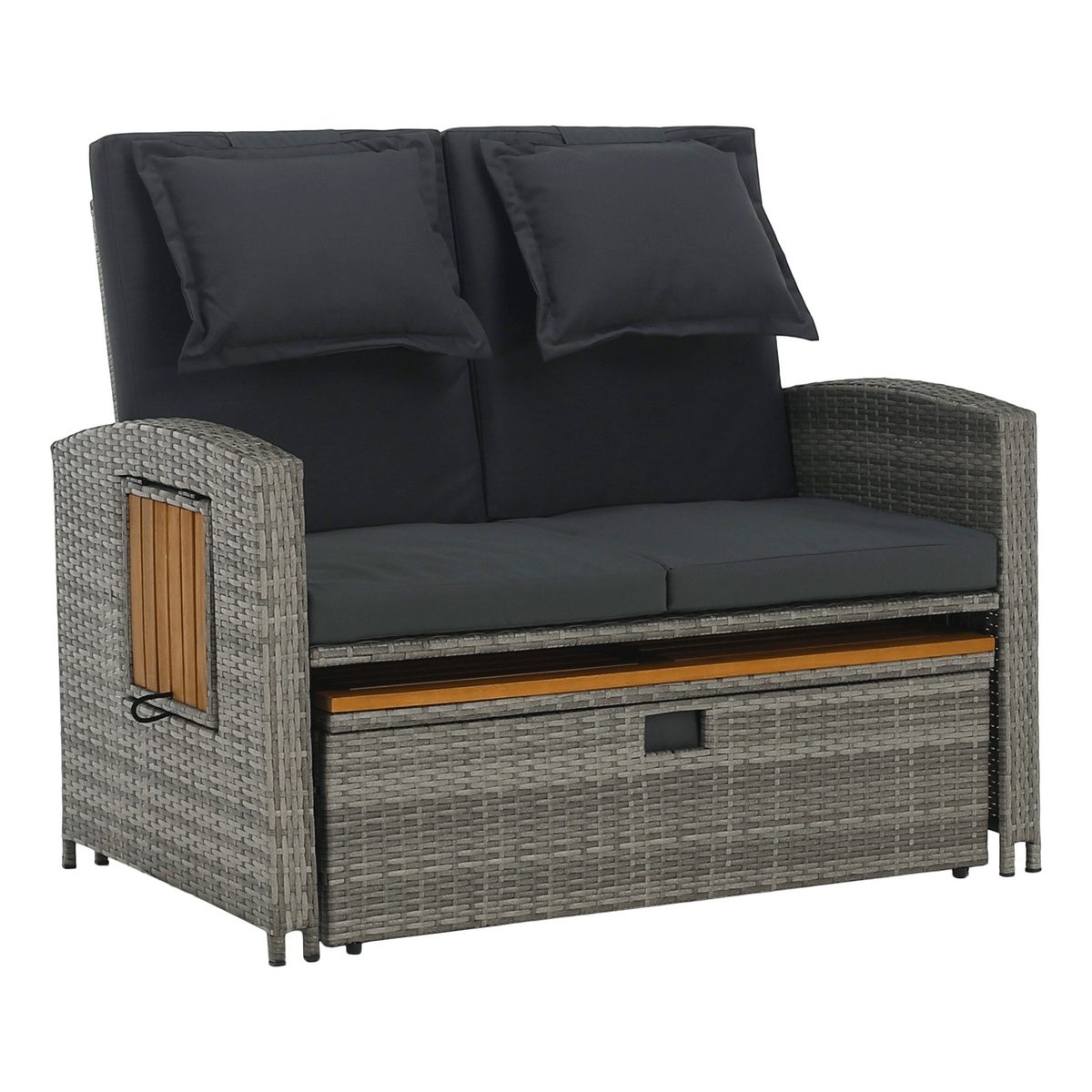 Sofa ogrodowa rattanowa MALORY, szary/naturalny