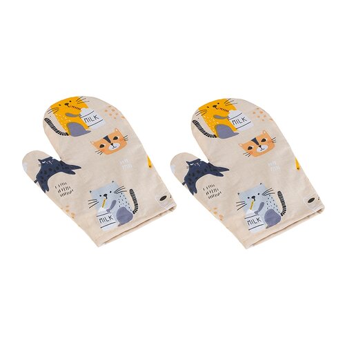 Bellatex Küchenhandschuh Katze, beige, 28 x 18 cm, 2 Stück