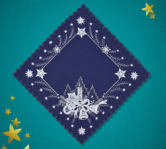 Vianočný obrus s potlačou, modrá, 35 x 35 cm