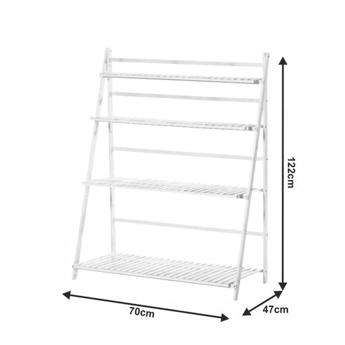 Bambus Blumenständer Nepel Typ 2 Weiß, 70 x 40 x 122 cm