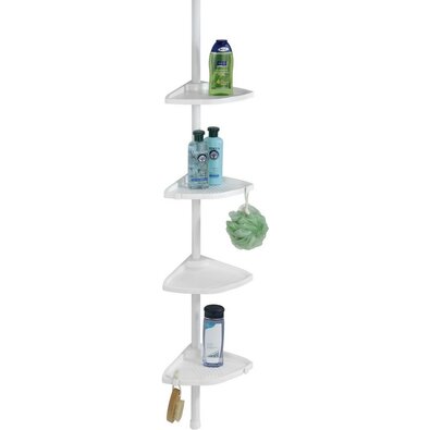 Wenko Teleskopická rohová polica do sprchy Compact 145–275 cm, biela