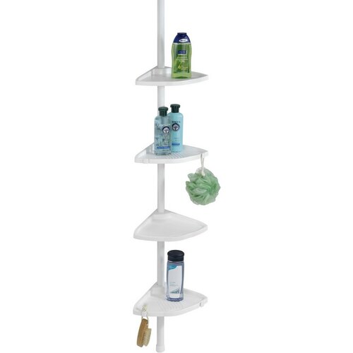 Wenko Teleskopická rohová polica do sprchy Compact 145–275 cm, biela