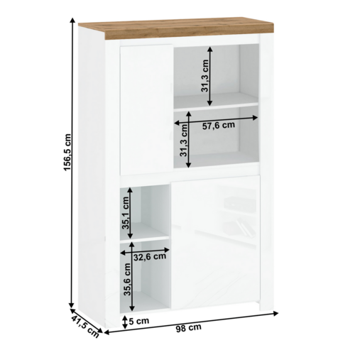 Dulap VILGO 2D, alb lucios