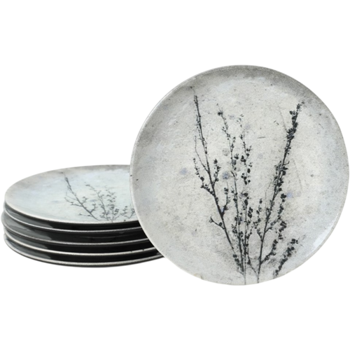 Set mit 6 Keramik-Desserttellern Stone Bloom, 20 cm