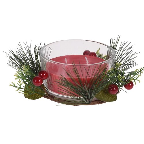 Merry Candle gyertya üvegpohárban, 185 g, piros
