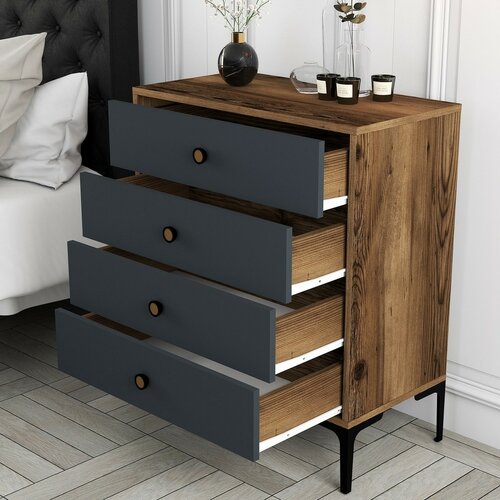 Comodă Lizbon Anthracite and Walnut