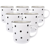 Zestaw 6 ceramicznych kubków w czarne kropki 350 ml