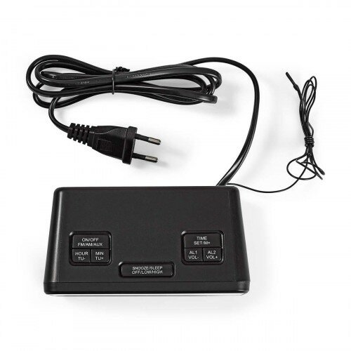 Nedis Ceas cu alarmă digital cu radio, ecran LEDde 0,9", negru