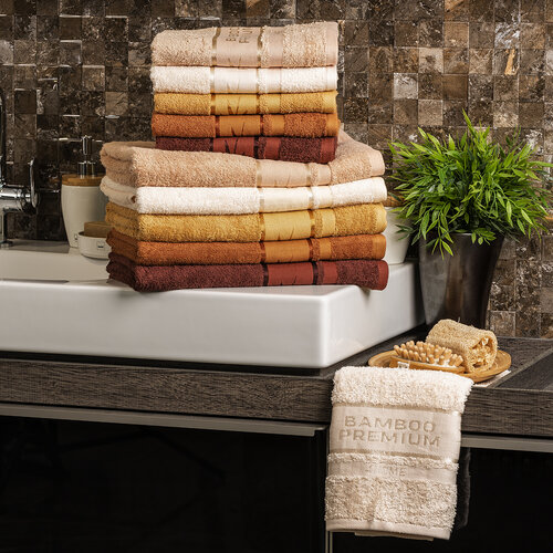 4Home Komplet Bamboo Premium ręczników kremowy, 70 x 140 cm, 50 x 100 cm
