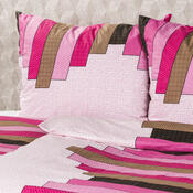Lenjerie pat 1 pers. Stripe Pink din bumbac , 140 x 200 cm, 70 x 90 cm