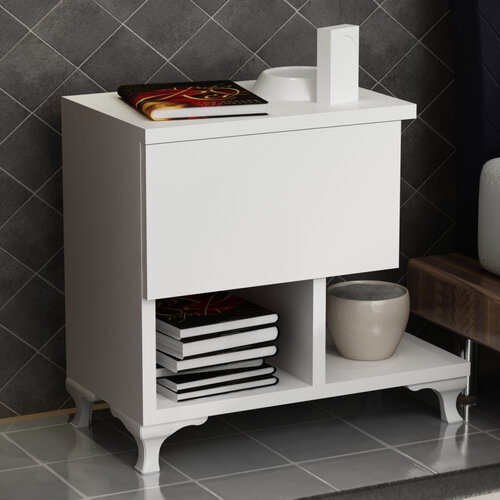 Nachttisch Cast White