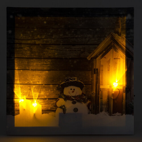 LED Obraz na płótnie Homme de neige, 30 x 30 cm