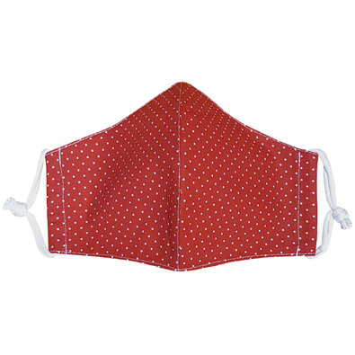 Usta bombažna draperija Polka dot mini rdeča -otroci 3 - 6 let