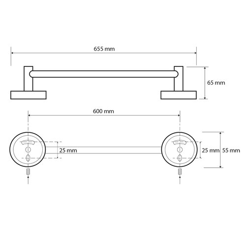 SAPHO XR410 X-Round E suport pentru prosoape 65 cm, argintiu