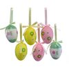 Set of hand-painted eggs with ribbon, 6 pcs,flowers