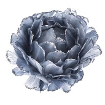Virág karácsonyi dekoráció tollból, átmérő: 6,5 cm, kék