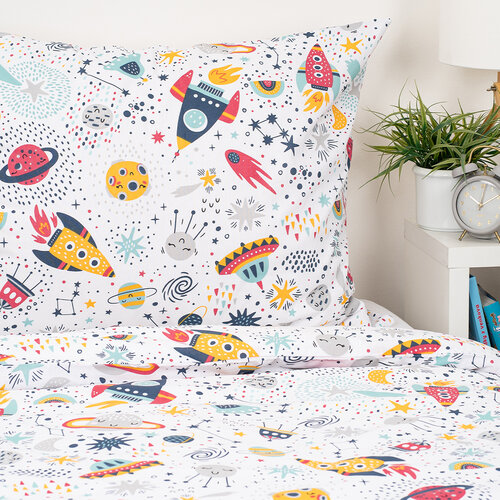 Lenjerie de pat din bumbac pentru copii 4Home Cosmic Adventure, 140 x 200 cm, 70 x 90 cm