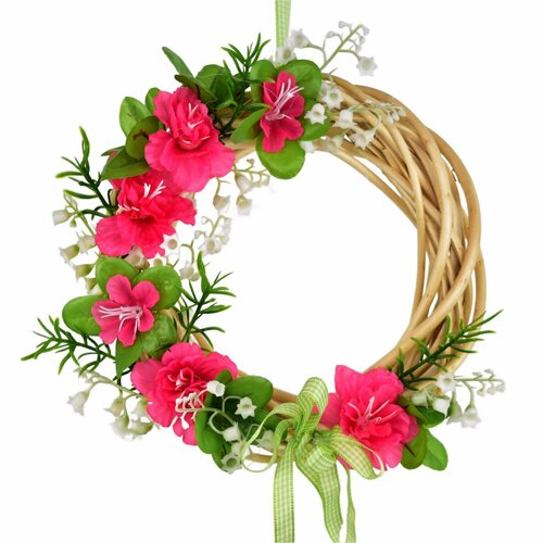 Frühlingskranz aus Weide Azalee, 20 cm, Rosarosa  ,