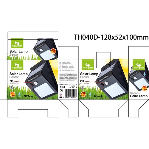 Happy Green Napelemes lámpa Sensor 20 LED, 4,9 x12,5  x 9,6 cm