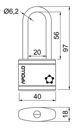 Richter Набір навісних замків RV.APOLLO.40. SET2+1PL.CRN, чорний, 3 шт.