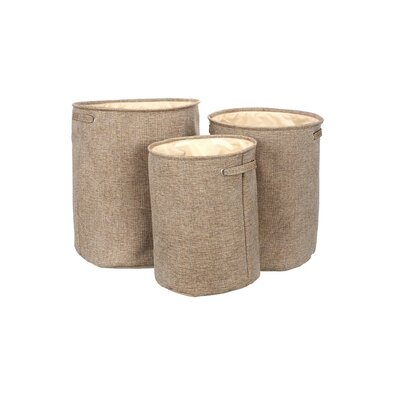 Set coș de rufe din 3 piese, maro