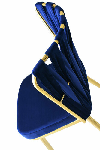 Esszimmerstuhl-Set Kusakli Navy Blue and Gold, 4 Stück