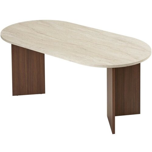 Jídelní stůl Sablin - Travertine, Milano Walnut