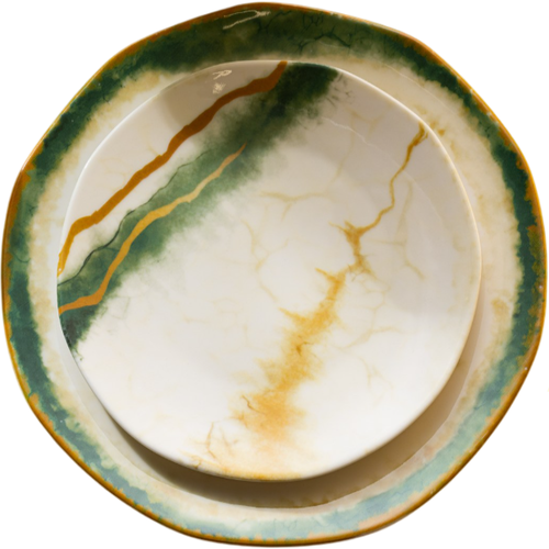 Set of 6 dessert plates and 1 serving plateEmerald