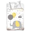 Lenjerie de pat din bumbac, pentru copii,Elefant și baloane, 100 x 135 cm, 40 x 60 cm