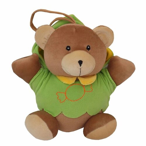 Baby Mix Dětská plyšová hračka s hracím strojkem Medvídek zelená, 23 cm