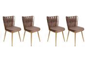 Set de scaune de sufragerie Kusakli Light Brownand Gold, 4 buc.