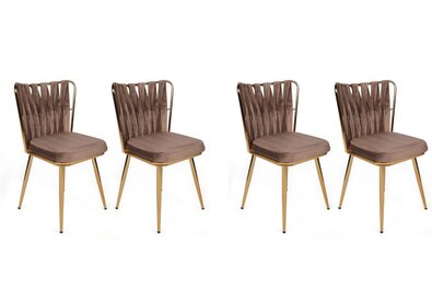 Set de scaune de sufragerie Kusakli Light Brownand Gold, 4 buc.