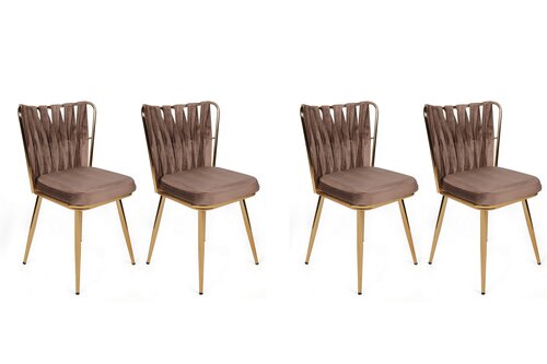Set de scaune de sufragerie Kusakli Light Brownand Gold, 4 buc.