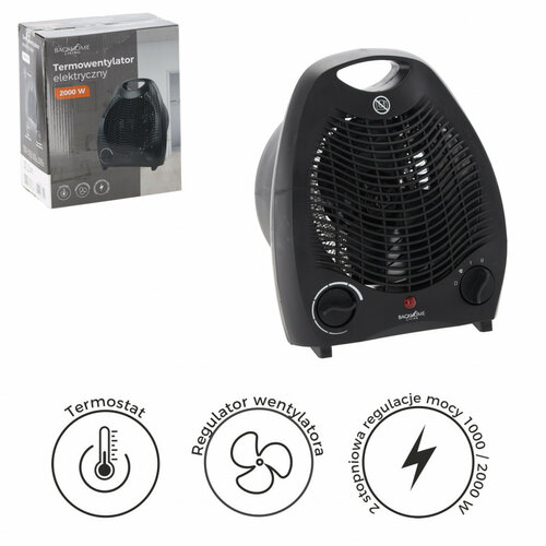 Încălzitor electric cu ventilator și întrerupătorde siguranță, negru