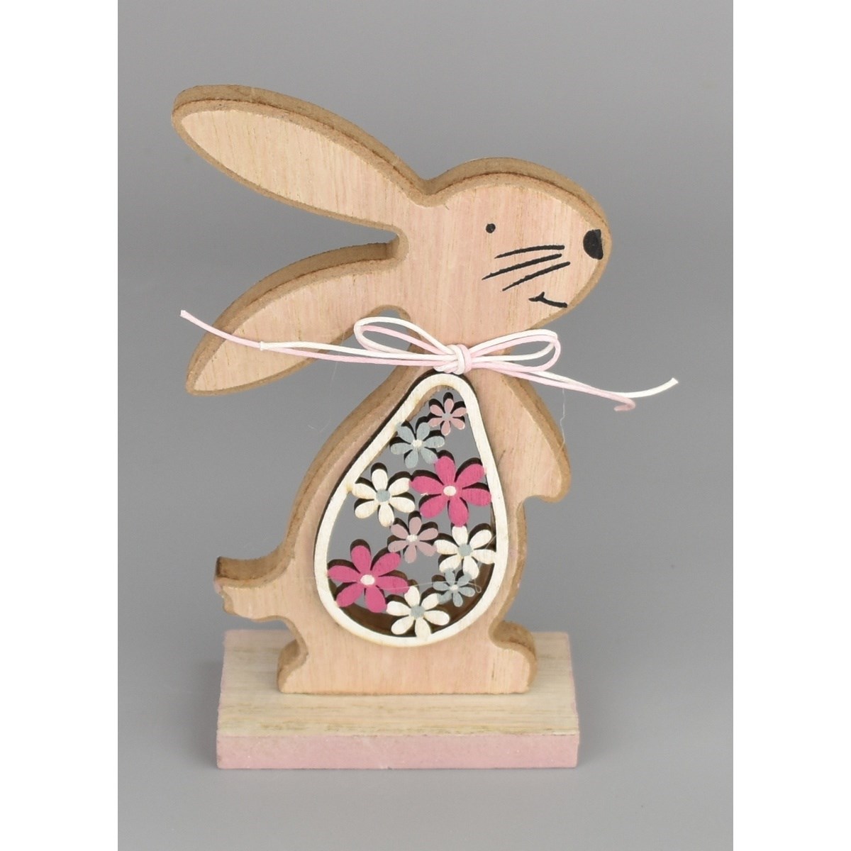 Velikonoční dřevěný zajíček Hubert růžová, 15 cm