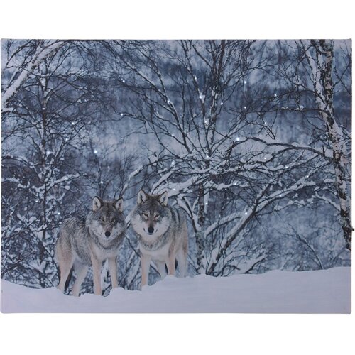 Wolves in winter LED vászonkép, 40 x 30 cm