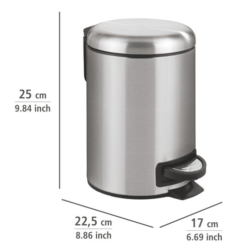 Wenko Pedálový odpadkový koš Leman 3 l, nerezová