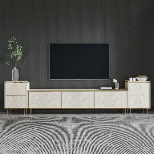 Imej Travertine, and Gold TV-asztal szekrényekkel