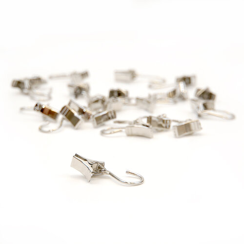 Cleme de perdea cu cârlig, metal,nichel, 20 buc