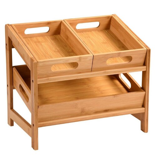 Kesper 58851 Kuhinjska polica s 3 predali bambus,39,5 x 26 x 35,5 cm