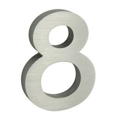 Hausnummer 8 aus Aluminium, 3D gebürsteteOberfläche