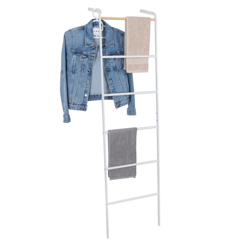 BUNY rebríkový vešiak na kabáty, kovový, biely