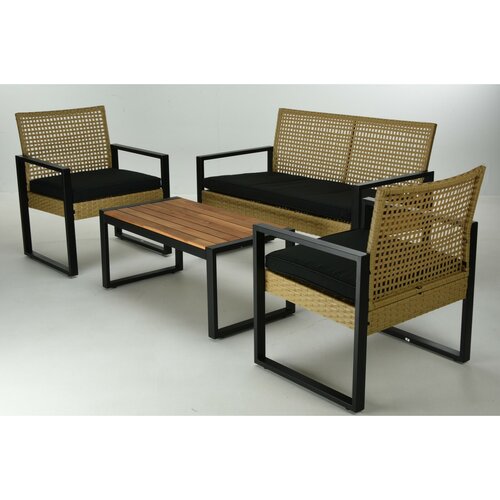 Zestaw mebli ogrodowych Gandia, 4 szt., metal,rattan PE