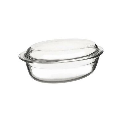 Vas de copt din sticlă Orion cu capac, oval, 33 x 20 x 12,5 cm