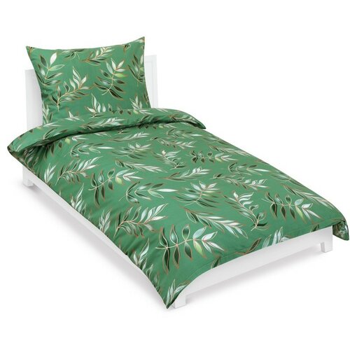 Lenjerie de pat din bumbac List verde, 140 x 200cm, 70 x 90 cm