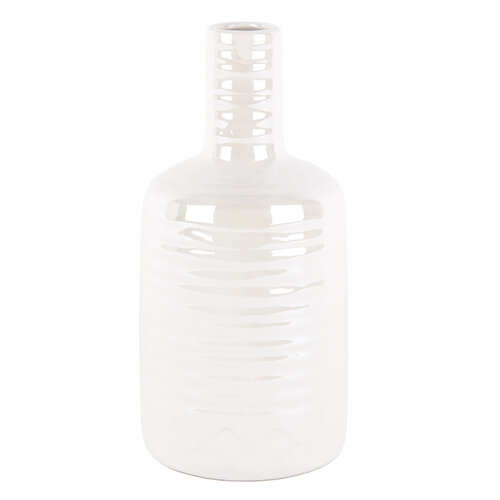 Gyöngyház kerámia váza fehér, 22 cm